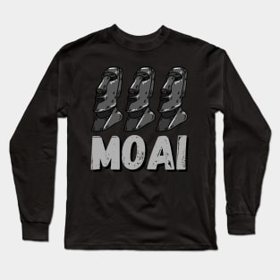 Moai Statues Easter Island Rapa Nui Heads Long Sleeve T-Shirt